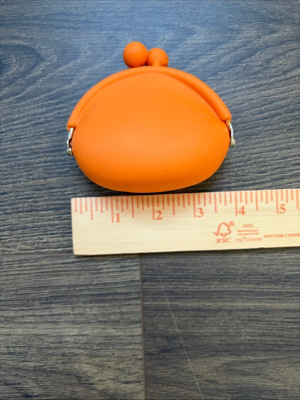 Bright Orange Silicone Coin Purse with Clasp Closure